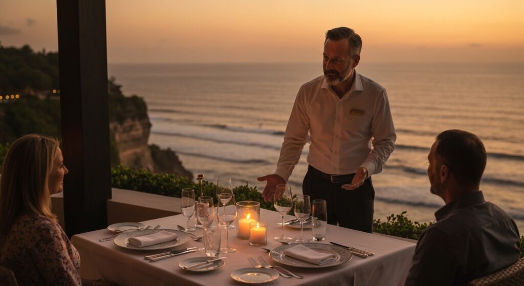 Luxury concierge arranging exclusive dining experience in Bali