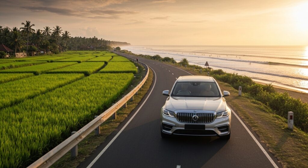 Airport transfer to Canggu Bali coastal road